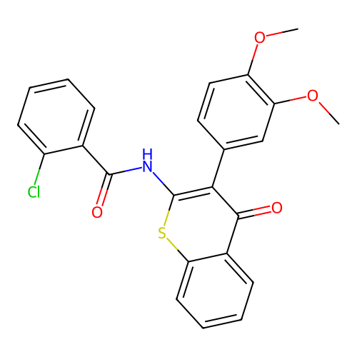 2-chloro-N-(3-(3,4-dimethoxyphenyl)-4-oxo-4H-thiochromen-2-yl)benzamide structure