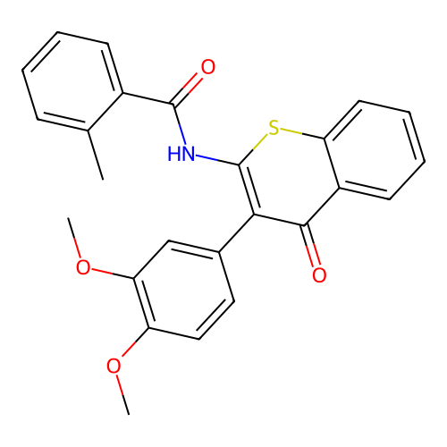 N-(3-(3,4-dimethoxyphenyl)-4-oxo-4H-thiochromen-2-yl)-2-methylbenzamide structure