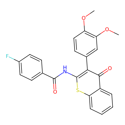 N-(3-(3,4-dimethoxyphenyl)-4-oxo-4H-thiochromen-2-yl)-4-fluorobenzamide structure