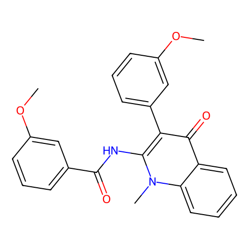 3-methoxy-N-[3-(3-methoxyphenyl)-1-methyl-4-oxo-1,4-dihydroquinolin-2-yl]benzamide structure