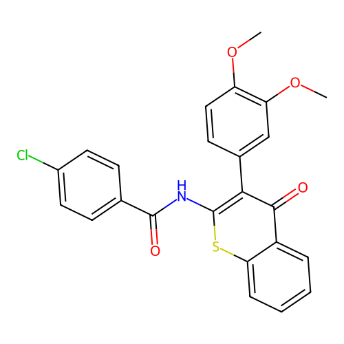 4-chloro-N-(3-(3,4-dimethoxyphenyl)-4-oxo-4H-thiochromen-2-yl)benzamide structure