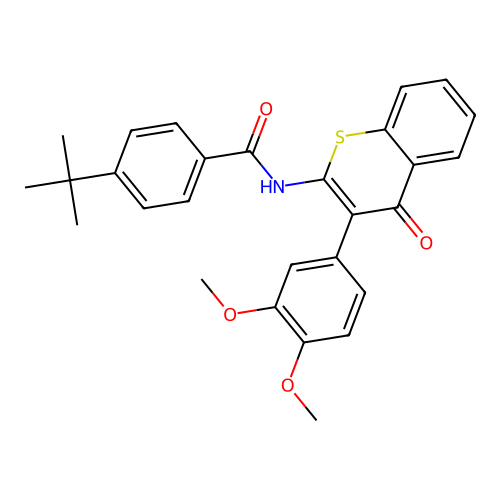 4-tert-butyl-N-[3-(3,4-dimethoxyphenyl)-4-oxo-4H-thiochromen-2-yl]benzamide structure