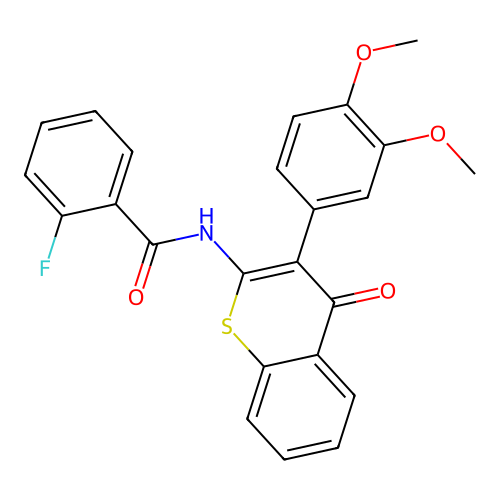 N-(3-(3,4-dimethoxyphenyl)-4-oxo-4H-thiochromen-2-yl)-2-fluorobenzamide structure