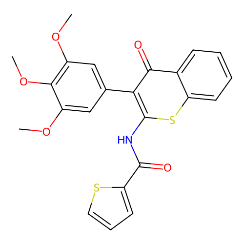 N-(4-oxo-3-(3,4,5-trimethoxyphenyl)-4H-thiochromen-2-yl)thiophene-2-carboxamide structure