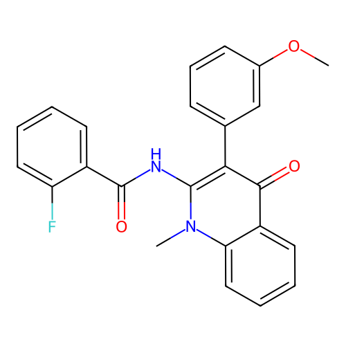 2-fluoro-N-[3-(3-methoxyphenyl)-1-methyl-4-oxoquinolin-2-yl]benzamide structure