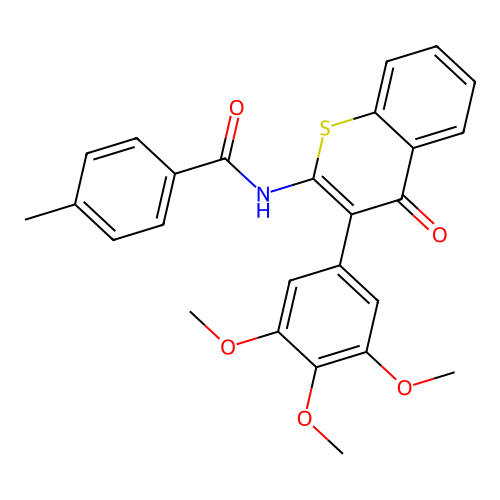 4-methyl-N-(4-oxo-3-(3,4,5-trimethoxyphenyl)-4H-thiochromen-2-yl)benzamide structure