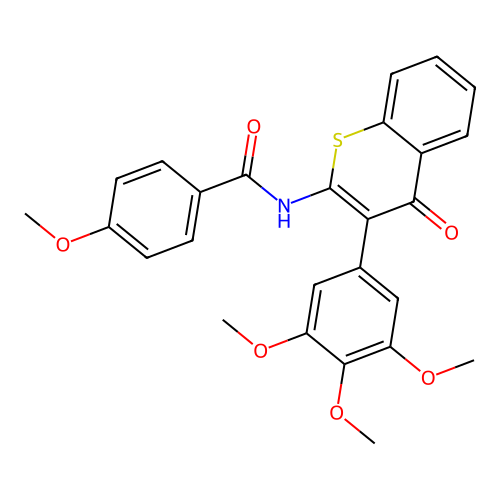 4-methoxy-N-(4-oxo-3-(3,4,5-trimethoxyphenyl)-4H-thiochromen-2-yl)benzamide structure