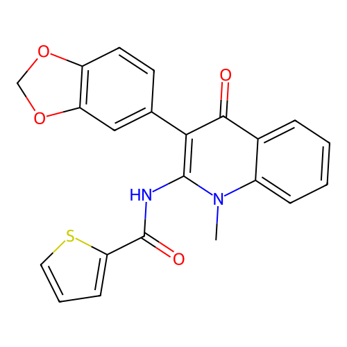 N-[3-(1,3-benzodioxol-5-yl)-1-methyl-4-oxoquinolin-2-yl]thiophene-2-carboxamide structure