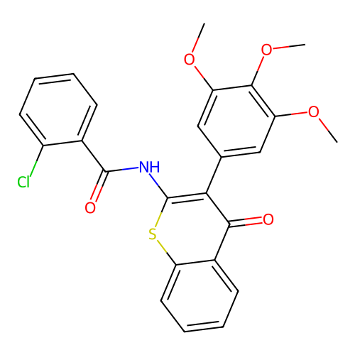 2-chloro-N-(4-oxo-3-(3,4,5-trimethoxyphenyl)-4H-thiochromen-2-yl)benzamide structure