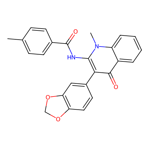 N-[3-(1,3-benzodioxol-5-yl)-1-methyl-4-oxo-1,4-dihydroquinolin-2-yl]-4-methylbenzamide structure