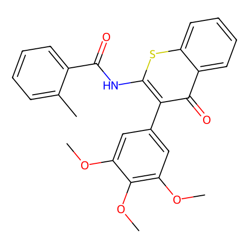 2-methyl-N-(4-oxo-3-(3,4,5-trimethoxyphenyl)-4H-thiochromen-2-yl)benzamide structure