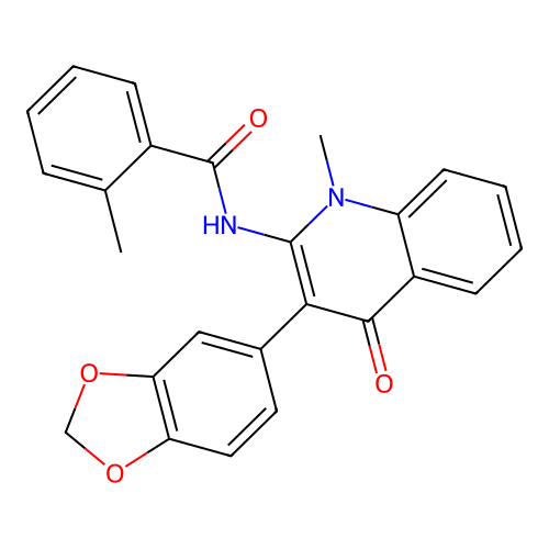 N-[3-(1,3-benzodioxol-5-yl)-1-methyl-4-oxo-1,4-dihydroquinolin-2-yl]-2-methylbenzamide structure