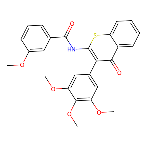 3-methoxy-N-(4-oxo-3-(3,4,5-trimethoxyphenyl)-4H-thiochromen-2-yl)benzamide structure