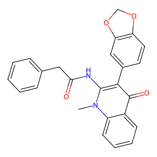 N-[3-(1,3-benzodioxol-5-yl)-1-methyl-4-oxo-1,4-dihydroquinolin-2-yl]-2-phenylacetamide structure