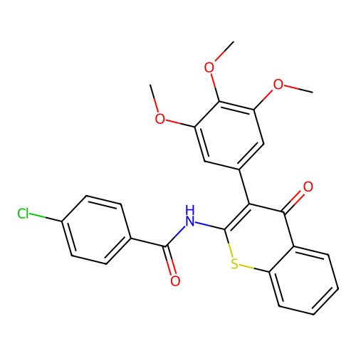 4-chloro-N-(4-oxo-3-(3,4,5-trimethoxyphenyl)-4H-thiochromen-2-yl)benzamide structure