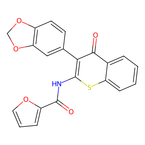 N-[3-(1,3-benzodioxol-5-yl)-4-oxothiochromen-2-yl]furan-2-carboxamide structure