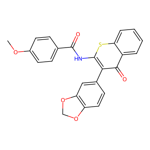 N-[3-(1,3-benzodioxol-5-yl)-4-oxo-4H-thiochromen-2-yl]-4-methoxybenzamide structure