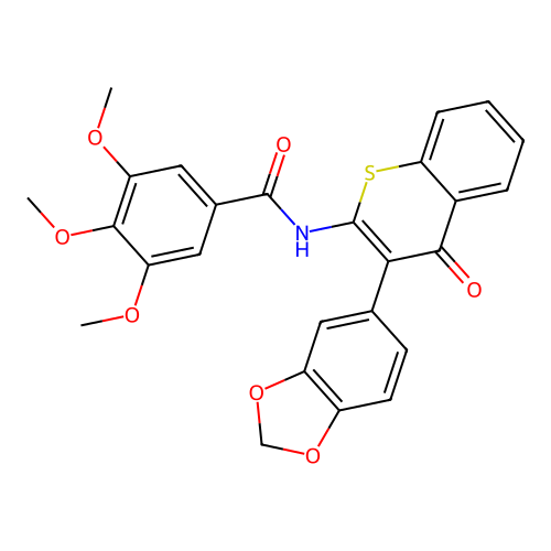 N-[3-(1,3-benzodioxol-5-yl)-4-oxo-4H-thiochromen-2-yl]-3,4,5-trimethoxybenzamide structure