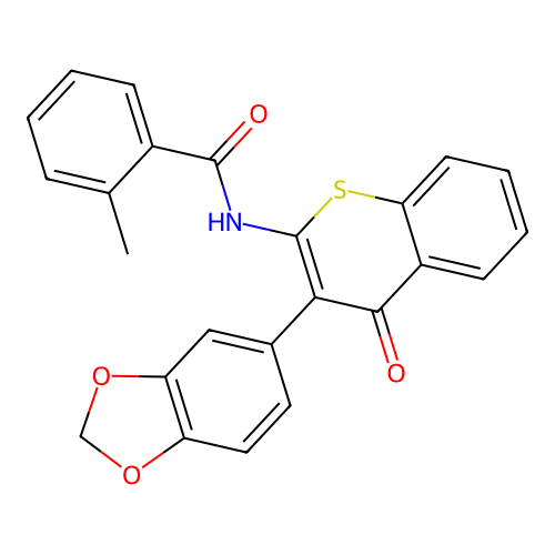 N-[3-(1,3-benzodioxol-5-yl)-4-oxo-4H-thiochromen-2-yl]-2-methylbenzamide structure