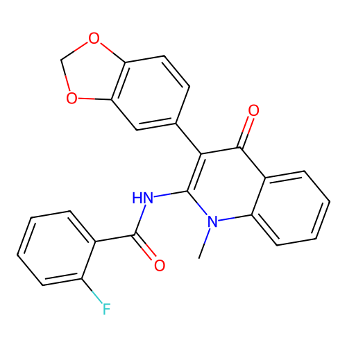 N-[3-(1,3-benzodioxol-5-yl)-1-methyl-4-oxo-1,4-dihydroquinolin-2-yl]-2-fluorobenzamide structure