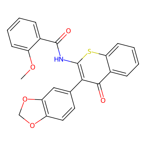 N-[3-(1,3-benzodioxol-5-yl)-4-oxo-4H-thiochromen-2-yl]-2-methoxybenzamide structure