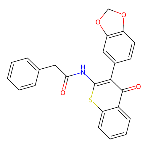 N-[3-(1,3-benzodioxol-5-yl)-4-oxo-4H-thiochromen-2-yl]-2-phenylacetamide structure