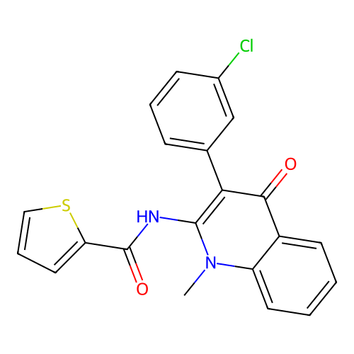 N-[3-(3-chlorophenyl)-1-methyl-4-oxoquinolin-2-yl]thiophene-2-carboxamide structure