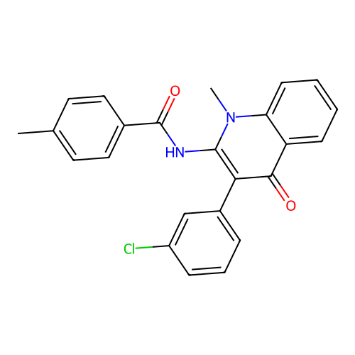 N-(3-(3-chlorophenyl)-1-methyl-4-oxo-1,4-dihydroquinolin-2-yl)-4-methylbenzamide structure