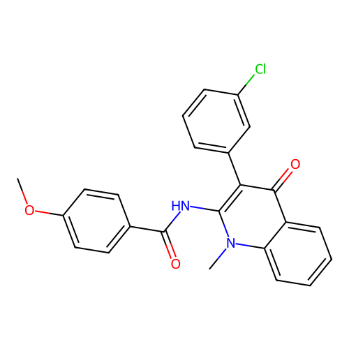 N-[3-(3-chlorophenyl)-1-methyl-4-oxoquinolin-2-yl]-4-methoxybenzamide structure