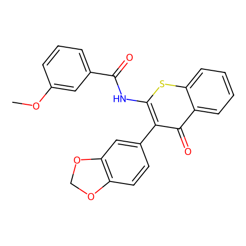 N-[3-(1,3-benzodioxol-5-yl)-4-oxo-4H-thiochromen-2-yl]-3-methoxybenzamide structure