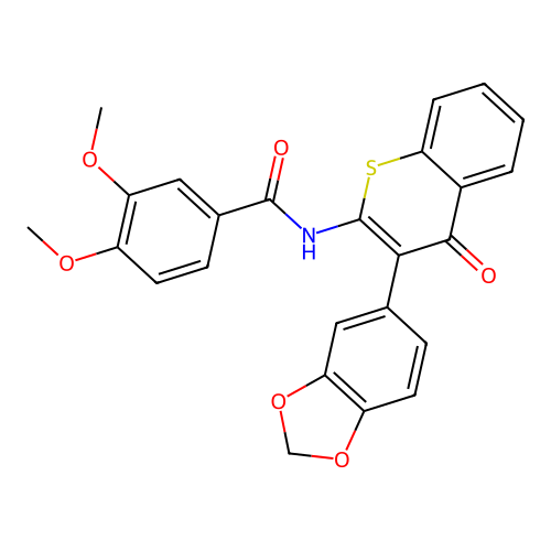 N-[3-(1,3-benzodioxol-5-yl)-4-oxo-4H-thiochromen-2-yl]-3,4-dimethoxybenzamide structure