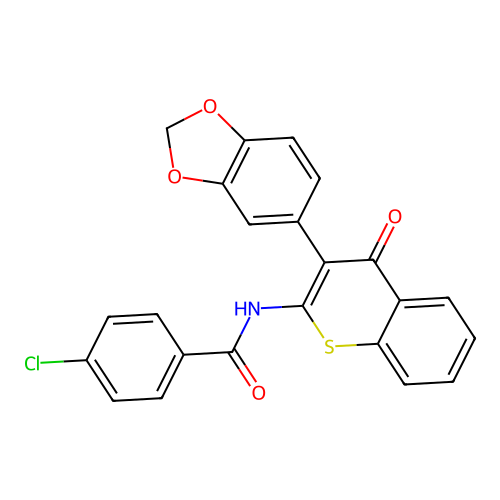N-[3-(1,3-benzodioxol-5-yl)-4-oxo-4H-thiochromen-2-yl]-4-chlorobenzamide structure