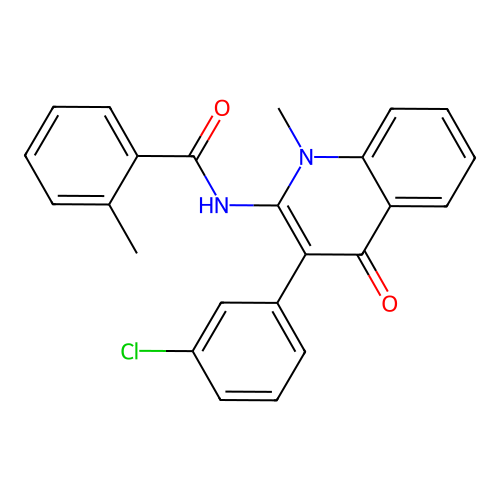 N-(3-(3-chlorophenyl)-1-methyl-4-oxo-1,4-dihydroquinolin-2-yl)-2-methylbenzamide structure