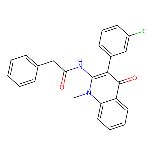 N-(3-(3-chlorophenyl)-1-methyl-4-oxo-1,4-dihydroquinolin-2-yl)-2-phenylacetamide structure
