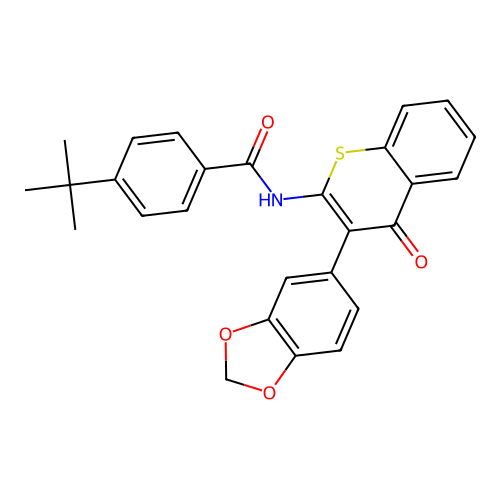 N-[3-(1,3-benzodioxol-5-yl)-4-oxo-4H-thiochromen-2-yl]-4-tert-butylbenzamide structure