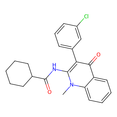 N-[3-(3-chlorophenyl)-1-methyl-4-oxoquinolin-2-yl]cyclohexanecarboxamide structure