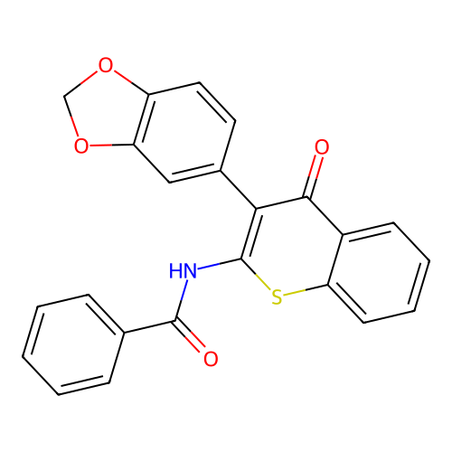 N-[3-(1,3-benzodioxol-5-yl)-4-oxo-4H-thiochromen-2-yl]benzamide structure