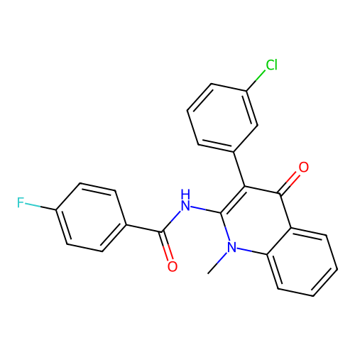 N-(3-(3-chlorophenyl)-1-methyl-4-oxo-1,4-dihydroquinolin-2-yl)-4-fluorobenzamide structure