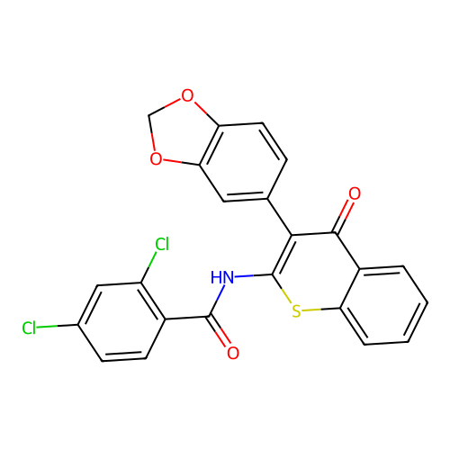 N-[3-(1,3-benzodioxol-5-yl)-4-oxo-4H-thiochromen-2-yl]-2,4-dichlorobenzamide structure