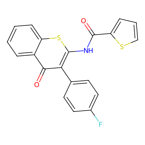 N-(3-(4-fluorophenyl)-4-oxo-4H-thiochromen-2-yl)thiophene-2-carboxamide structure