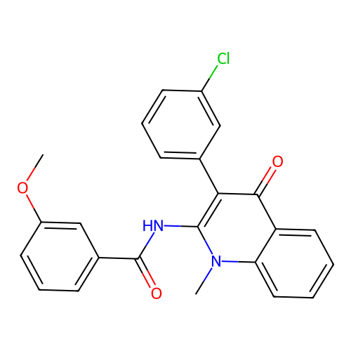 N-[3-(3-chlorophenyl)-1-methyl-4-oxoquinolin-2-yl]-3-methoxybenzamide structure
