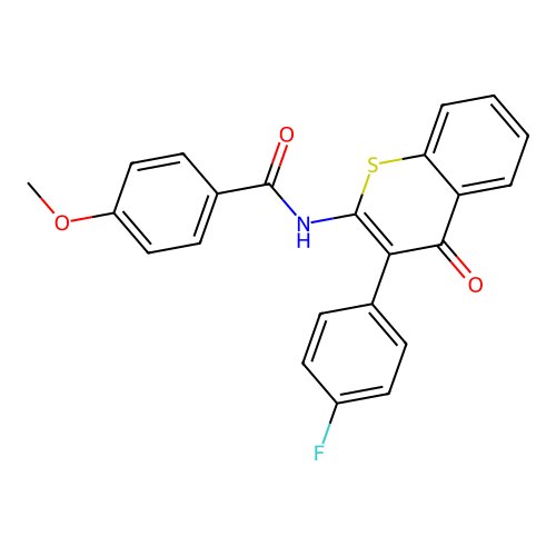 N-(3-(4-fluorophenyl)-4-oxo-4H-thiochromen-2-yl)-4-methoxybenzamide structure