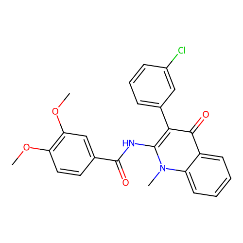 N-[3-(3-chlorophenyl)-1-methyl-4-oxoquinolin-2-yl]-3,4-dimethoxybenzamide structure