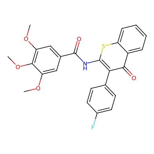 N-(3-(4-fluorophenyl)-4-oxo-4H-thiochromen-2-yl)-3,4,5-trimethoxybenzamide structure