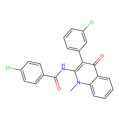 4-chloro-N-(3-(3-chlorophenyl)-1-methyl-4-oxo-1,4-dihydroquinolin-2-yl)benzamide structure