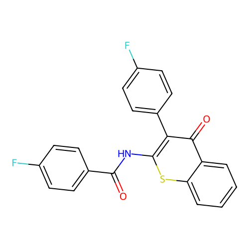4-fluoro-N-(3-(4-fluorophenyl)-4-oxo-4H-thiochromen-2-yl)benzamide structure