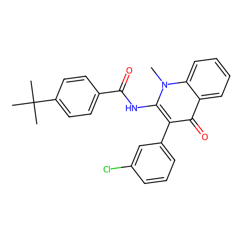 4-tert-butyl-N-[3-(3-chlorophenyl)-1-methyl-4-oxoquinolin-2-yl]benzamide structure