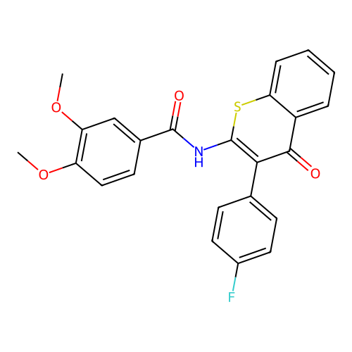 N-(3-(4-fluorophenyl)-4-oxo-4H-thiochromen-2-yl)-3,4-dimethoxybenzamide structure