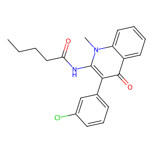 N-(3-(3-chlorophenyl)-1-methyl-4-oxo-1,4-dihydroquinolin-2-yl)pentanamide structure
