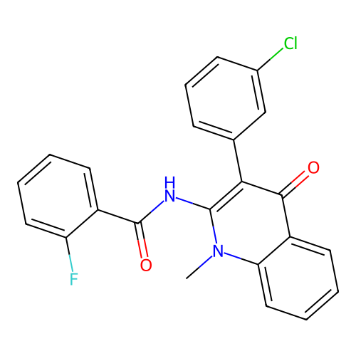 N-(3-(3-chlorophenyl)-1-methyl-4-oxo-1,4-dihydroquinolin-2-yl)-2-fluorobenzamide structure